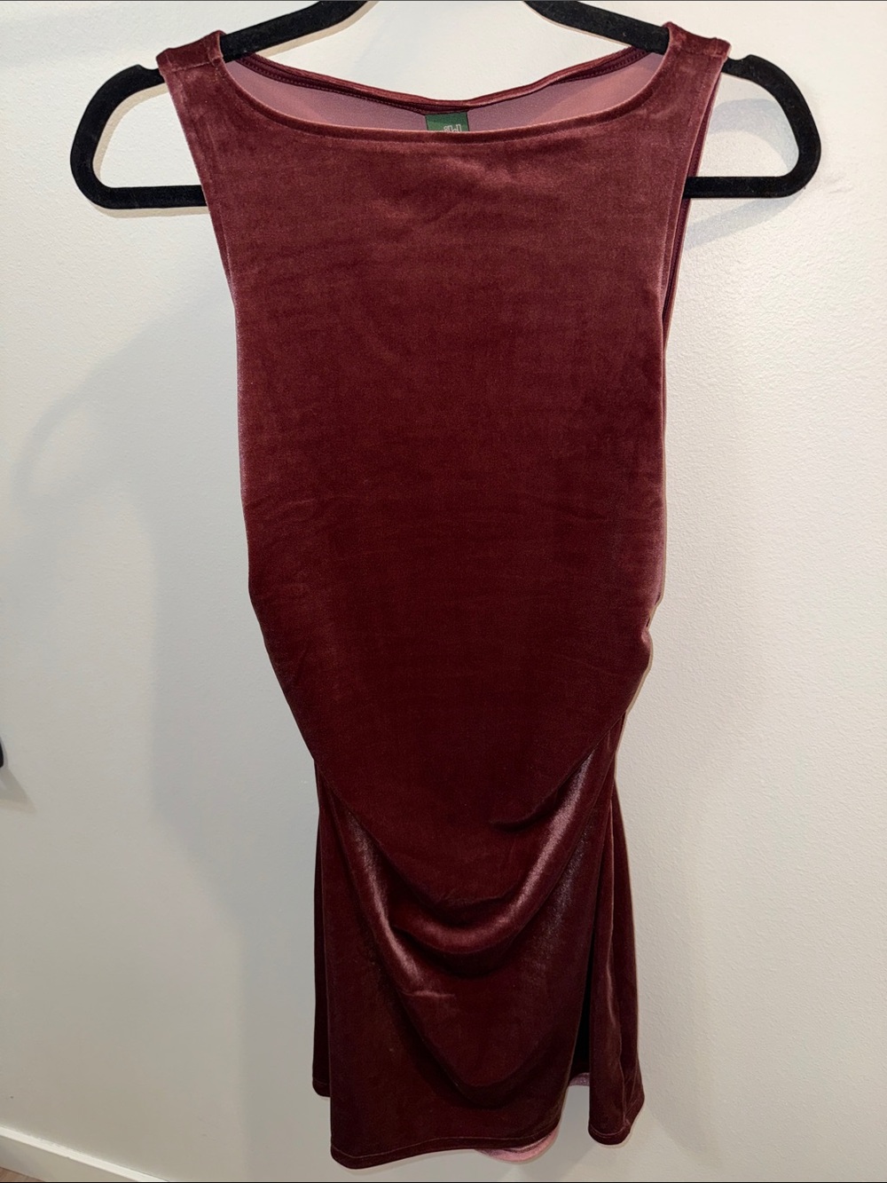 wild fable Sleeveless Ruched Velvet Midi Dress in Wine
